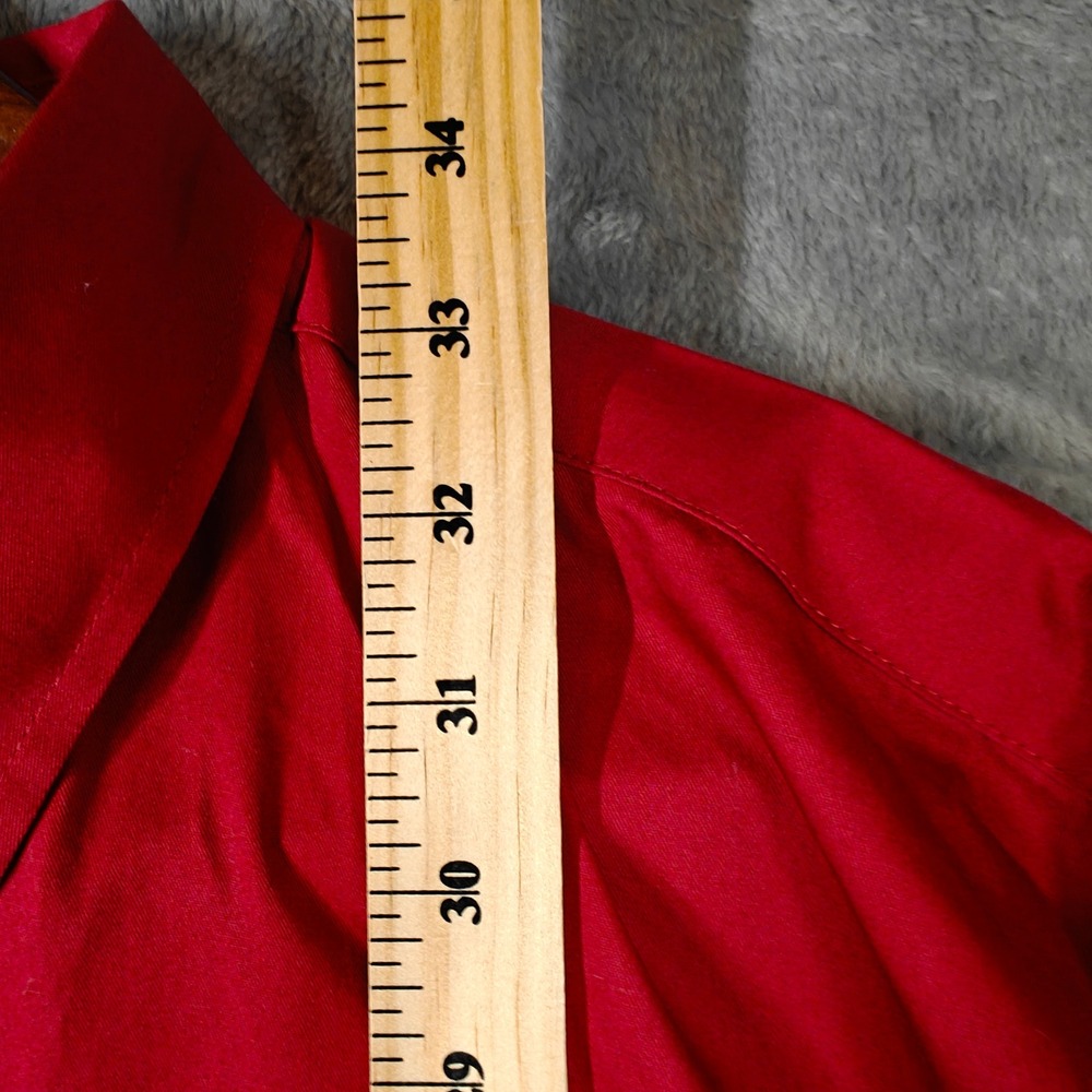 Wrangler Western Shirt Mens LT Red Long Sleeve Button Down Cotton Tall - Picture 4 of 11